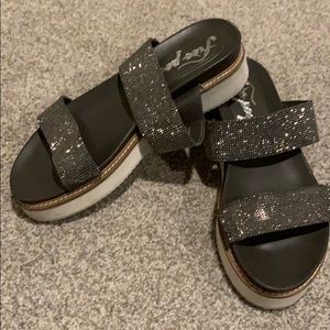 Free People Shoes - Free People silver mesh platform sandals Free People Shoes - Free People silver mesh platform sandals